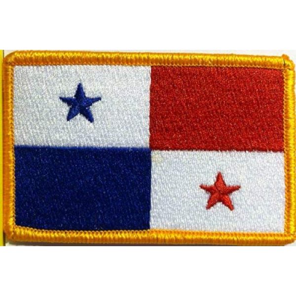 Fast Service Designs Airsoft Morale Patch 1 Panama Flag Patch with Hook & Loop Tactical Travel Morale Gold Border MC Biker Shoulder Emblem