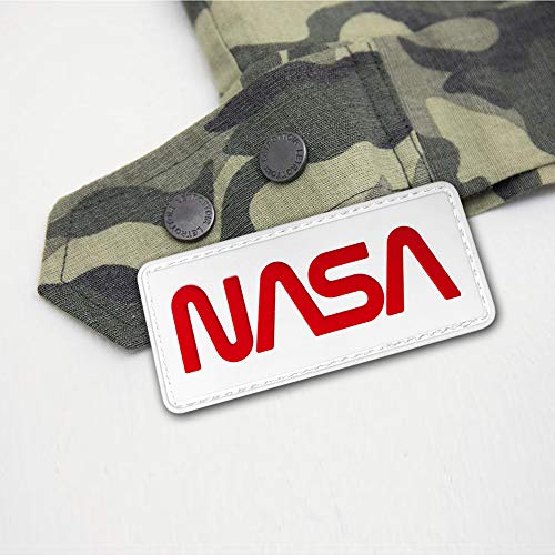 MORTHOME Airsoft Morale Patch 3 MORTHOME NASA Worm Logo Space Tactical Military Morale PVC Rubber Patch (Red/White)