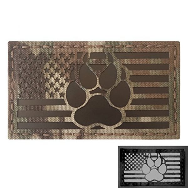 Tactical Freaky Airsoft Morale Patch 1 IR Multicam Infrared USA Flag K9 Dog Handler Paw K-9 Tactical Morale Fastener Patch