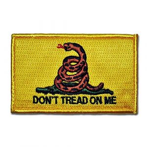 BASTION Airsoft Morale Patch 1 BASTION Morale Patches (Don't Tread On Me, Yellow/Red) | 3D Embroidered Patches with Hook & Loop Fastener Backing | Clean Stitching | Military Patches for Tactical Bag, Hats & Vest