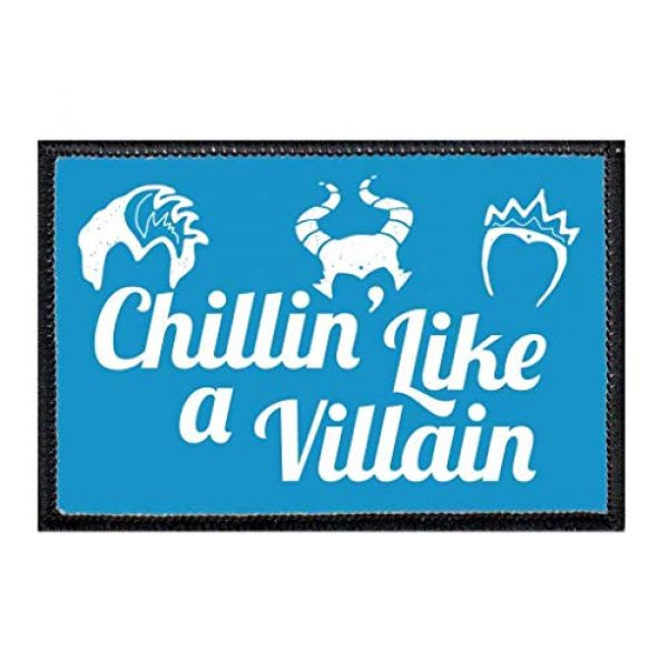 P PULLPATCH Airsoft Morale Patch 1 Chillin' Like A Villain Blue Morale Patch | Hook and Loop Attach for Hats, Jeans, Vest, Coat | 2x3 in | by Pull Patch