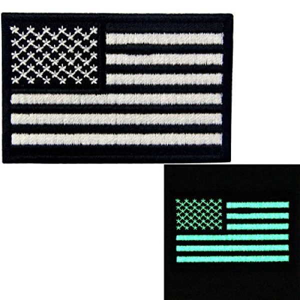 EmbTao Airsoft Morale Patch 2 EmbTao Glow in Dark Tactical Embroidered USA Flag Iron On Sew On Patch - Black & White