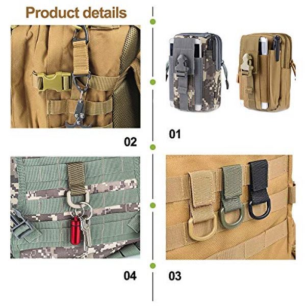 FULANDL Tactical Pouch 3 2 PCS Tactical Molle Pouches, FULANDL EDC Pouch Multipurpose Utility Gadget Belt Waist Bags with Carabiners Key Hook Nylon Webbing Buckles for Hiking Outdoor Activities