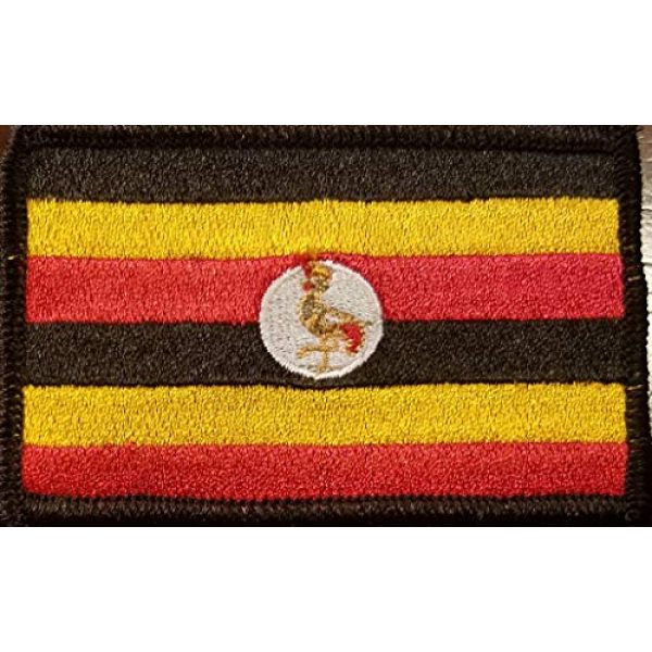 Fast Service Designs Airsoft Morale Patch 1 Uganda Flag Iron-On Embroidered Applique Patch Tactical Morale Travel Patriotic Africa African Emblem Black Border