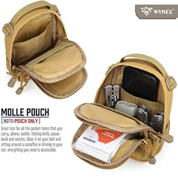 WYNEX Tactical Pouch 2 WYNEX Tactical Molle Pouch Small, EDC Utility Pouch Tactical Tool Pouches Bag Compact Multi-Purpose Waist Pouch Include Flag Patch, Mini Design of 3-Day Assault Backpack