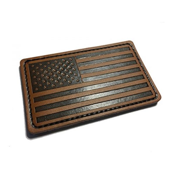 Empire Tactical USA Airsoft Morale Patch 1 Forward 3" X 2" Genuine Leather American Flag (hook/loop) Morale patch