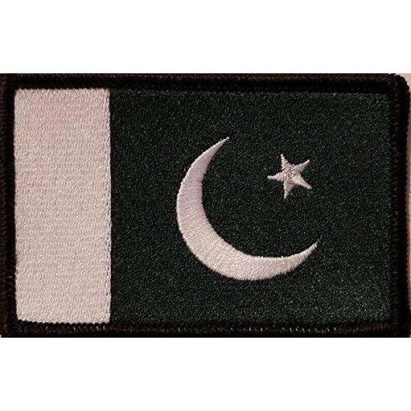 Fast Service Designs Airsoft Morale Patch 1 Pakistan Flag Embroidered Patch with Hook & Loop Morale Tactical Travel Emblem Black Border