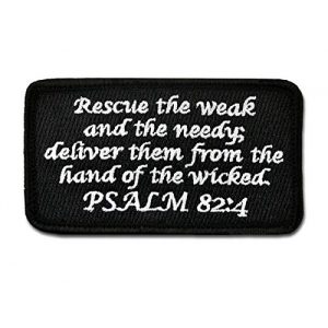 BASTION Airsoft Morale Patch 1 BASTION Morale Patches (Psalm 82:4, Black) | 3D Embroidered Patches with Hook & Loop Fastener Backing | Well-Made Clean Stitching | Christian Patches Ideal for Tactical Bag, Hats & Vest