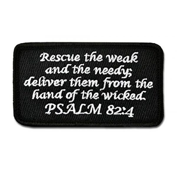 BASTION Airsoft Morale Patch 1 BASTION Morale Patches (Psalm 82:4, Black) | 3D Embroidered Patches with Hook & Loop Fastener Backing | Well-Made Clean Stitching | Christian Patches Ideal for Tactical Bag, Hats & Vest