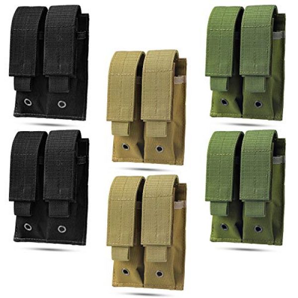 Sumind Tactical Pouch 1 6 Pieces Double Tactical Mag Pouch Molle Magazine Pouch Cartridge Clip Pouch Outdoor Hunting Bag for Hiking Camping Hunting Outdoor Activities (Black, Khaki, Green)
