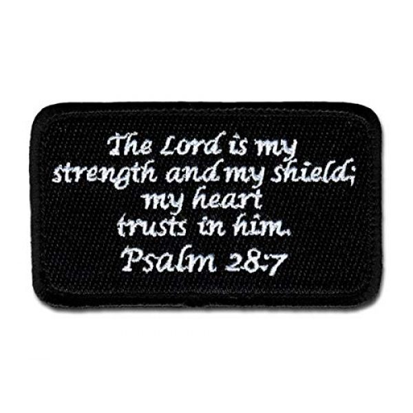 BASTION Airsoft Morale Patch 1 BASTION Morale Patches (Psalm 28:7, Black) | 3D Embroidered Patches with Hook & Loop Fastener Backing | Well-Made Clean Stitching | Christian Patches Ideal for Tactical Bag, Hats & Vest