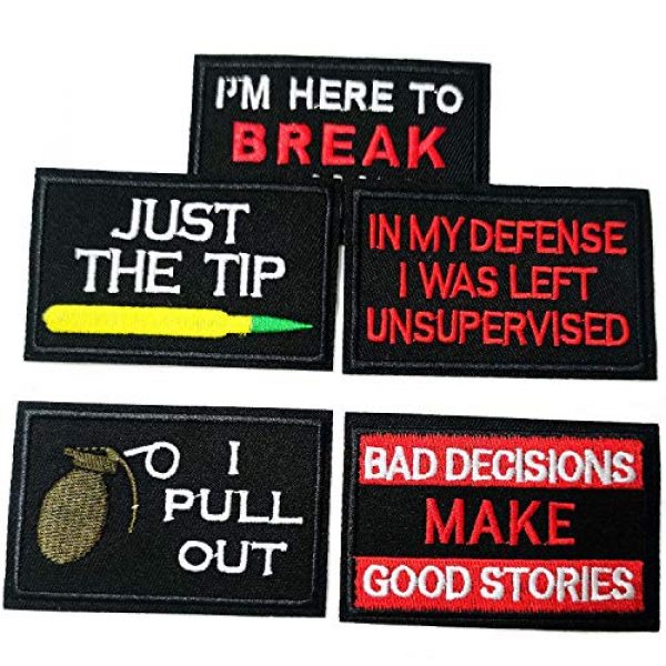 KQ Airsoft Morale Patch 2 KQ 20pcs Funny Tactical Morale Patches Cool Military Word Sew On/Iron On Patches for Vests Caps Bags Jackets Jeans Backpacks Full Embroidered Patch Set(BLack-pc-20)