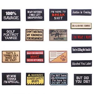 DATOUWEN ACCESSARY Airsoft Morale Patch 1 ZHDTW 18pcs Tactical Morale Patches Bundle for Army Fans Embroidery Patch with Fastener Hook and Loop Patch for Clothing Backpack Bags Uniforms (DT019)