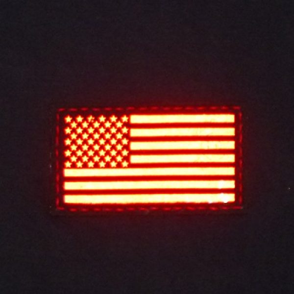 Tactical Freaky Airsoft Morale Patch 2 Reflective Red 3.5x2 USA American Flag Tactical Morale Uniform Fastener Patch