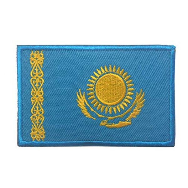 Tactical Embroidery Patch Airsoft Morale Patch 2 2pcs Kazakhstan Flag Embroidery Patch Military Tactical Morale Patch Badges Emblem Applique Hook Patches for Clothes Backpack Accessories