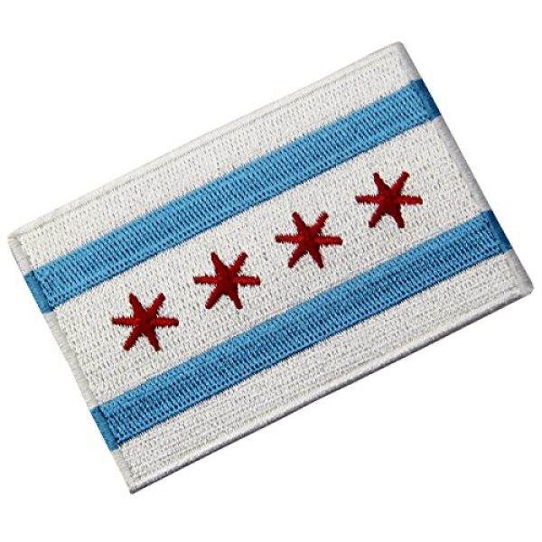 EmbTao Airsoft Morale Patch 4 Chicago City Flag Embroidered Iron On Sew On Illinois Patch