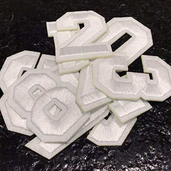 Jacknb Airsoft Morale Patch 3 White Iron On Numbers Patches Sew On Applique Patches 0-9 Ironed On Numbers Embroidered Patch DIY Badge Decorative Repair Patches for Clothes Hats Clothing Backpacks Shirts Shoes