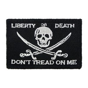 Morale Tags Airsoft Morale Patch 1 Jolly Roger Liberty or Death Tactical Hook and Loop Fully Embroidered Morale Tags Patch