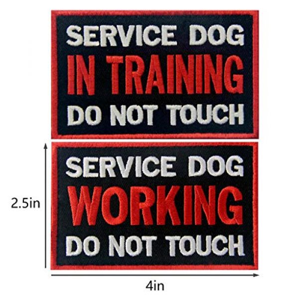 TailWag Planet Airsoft Morale Patch 2 Service Dog in Training Working No Touch PTSD Do Not Distract Vest/Harnesses Tactical Morale Patch Embroidered Badge Fastener Hook & Loop Emblem, 6 Pcs