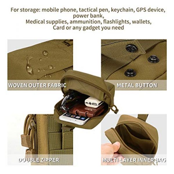 Posher Tactical Pouch 4 Posher Tactical Molle Pouch Multi-Purpose Compact Water-Resistant Utility EDC Pouch with US Flag Patch