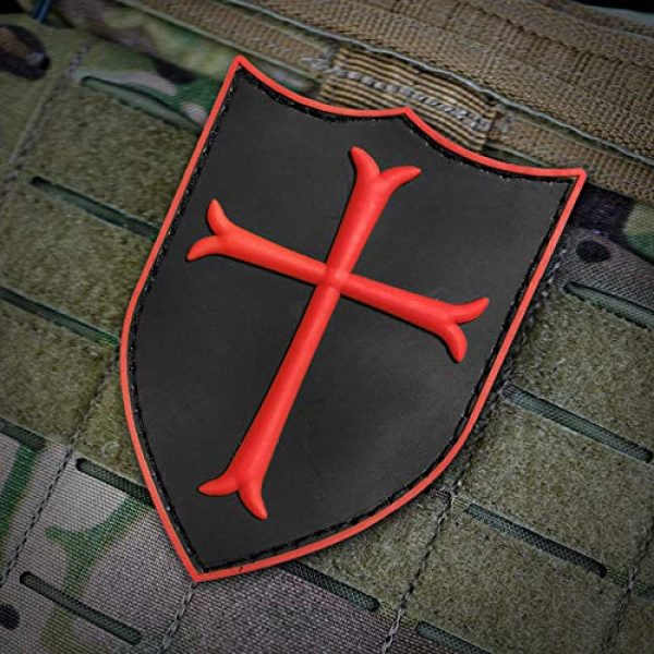 Morton Home Airsoft Morale Patch 3 Morton Home Templar Crusader's Cross US Navy Seals Morale PVC 3D Rubber Touch Fastener Patch (red)