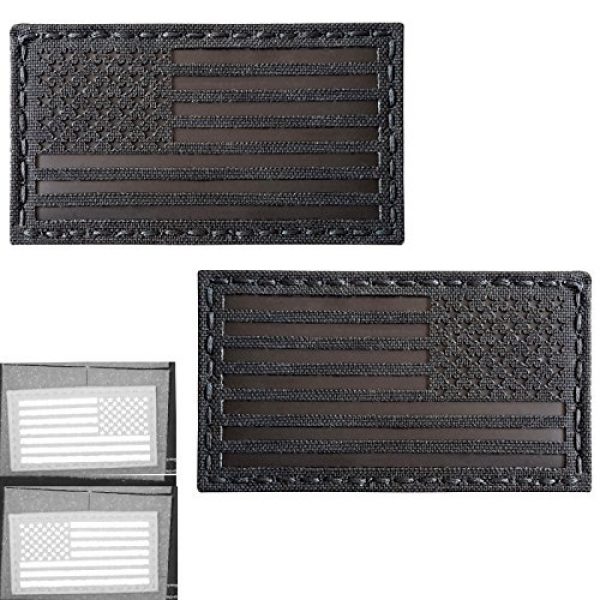 Tactical Freaky Airsoft Morale Patch 1 Tactical Freaky Bundle Set of 2 Blackout Infrared IR USA American Flags Forward and Reversed 3.5x2 Morale Fastener Patches