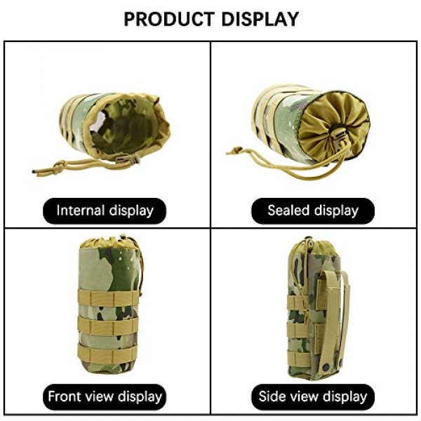 LZYMSZ Tactical Pouch 3 Upgraded Army Sport Water Bottle Pouch Bag with Mini Wallet Bag, Tactical Drawstring MOLLE Bottle Holder Pouches and Portable Key Bag, Travel Carrier Survival tool for Hiking Climbing Fishing (550ML)