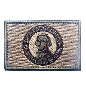 Tactical Embroidery Patch Airsoft Morale Patch 1 State Flag of Washington Embroidery Patch Military Tactical Morale Patch Badges Emblem Applique Hook Patches for Clothes Backpack Accessories