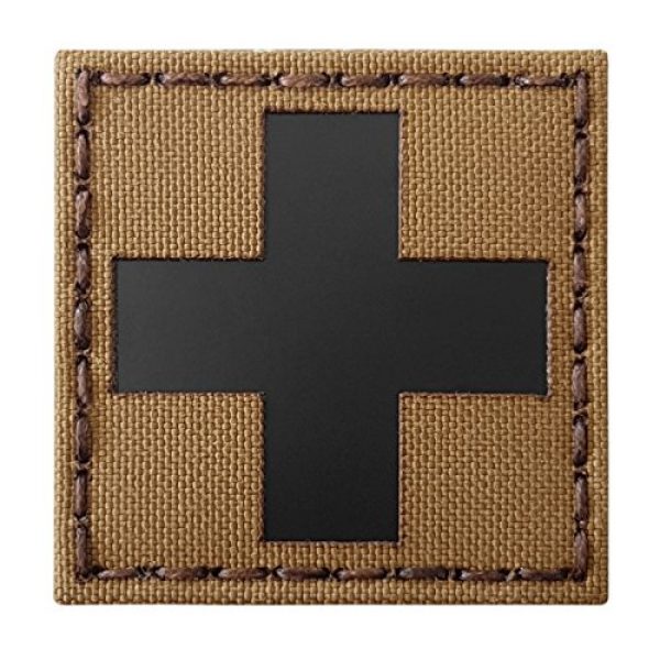 Tactical Freaky Airsoft Morale Patch 1 Red Cross Coyote Brown Tan Infrared IR MED Medical EMS EMT 2x2 Tactical Morale Touch Fastener Patch