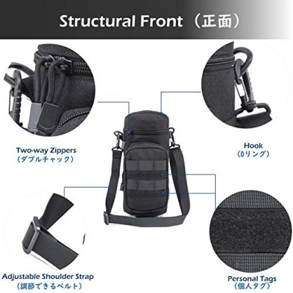 Azarxis Tactical Pouch 3 Azarxis Water Bottle Pouch Holder, Tactical MOLLE Hydration Carrier Bag Sling Case with Extra Accessory Pouch and Detachable Shoulder Strap for Backpack Camping Travel Outdoor Activities
