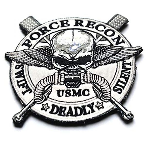 Minason Airsoft Morale Patch 3 USMC Force Recon Seal Marines Swift Silent Deadly Skull Morale Tactical Patch Embroidered Applique Attachment Fastener Hook & Loop on Tactical Hat Bags Jackets and Gear