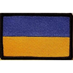 Fast Service Designs Airsoft Morale Patch 1 Ukraine Flag Embroidered Patch with Hook & Loop Morale Tactical Travel Emblem Black Border