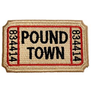 PatchClub Airsoft Morale Patch 1 2 pcs Ticket to Pound Town Patch - Iron On/Sew On - Fully Embroidered, Beige Color - Funny Morale, Tactical, Military Patch - Perfect for Your Tactical Military Army Gear, Backpack, Cap, Vest