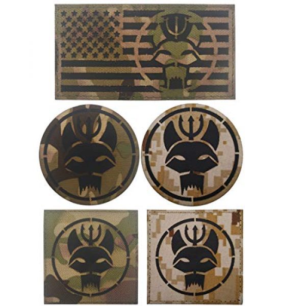 ODSP Airsoft Morale Patch 1 5PCS Seal Team Trident Cat Head Infrared Reflective IR Military Patch - Tactical Military Morale Embroidered Fabric Patches Logo Badges DIY Applique - Fastener Hook and Loop Backing
