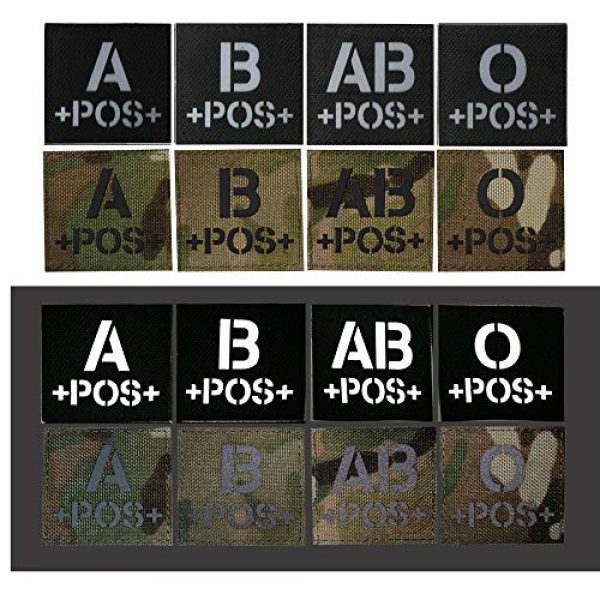 ODSP Airsoft Morale Patch 4 IR Reflective Tactical Blood Type A+ Positive POS Patch Embroidered Military Morale Badge for Outdoors 1.97 x 1.97 inch Pack of 2