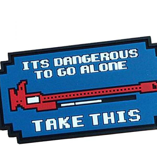 ODSP Airsoft Morale Patch 5 It's Dangerous to Go Alone Patch 3D Tactical Military Morale PVC Rubber Patches with Hook and Loop Backing Badges 2PCS (Blue)