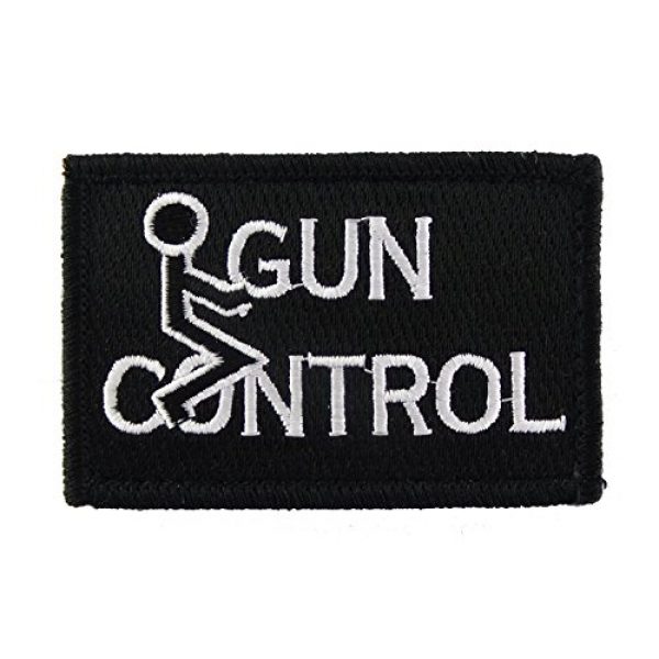 Morale Tags Airsoft Morale Patch 1 FK Gun Control Tactical Funny Hook and Loop Morale Patch (Black and White)