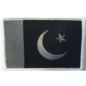 Fast Service Designs Airsoft Morale Patch 1 PAKISTAN Flag Iron-on Patch Morale Emblem Black & Gray Version. White Border #07