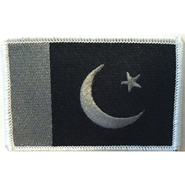 Fast Service Designs Airsoft Morale Patch 1 PAKISTAN Flag Iron-on Patch Morale Emblem Black & Gray Version. White Border #07