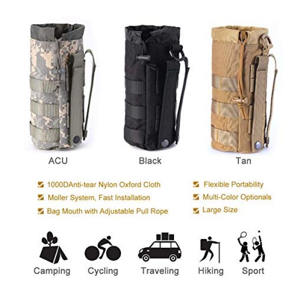 R.SASR Tactical Pouch 5 Upgraded Sports Water Bottles Pouch Bag, Tactical Drawstring Molle Water Bottle Holder Tactical Pouches, Travel Mesh Water Bottle Bag Tactical Hydration Carrier