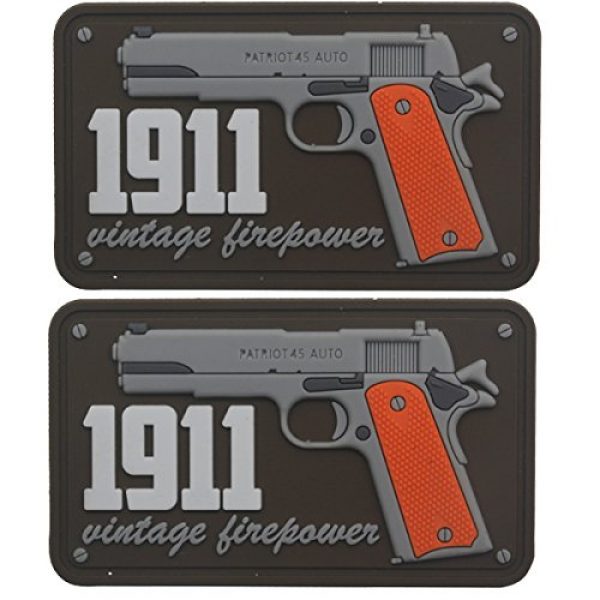 ODSP Airsoft Morale Patch 1 3D PVC 1911 Vintage Firepower Tactical Military Morale Fastener Hook Patch 2PCS