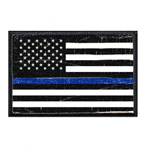 P PULLPATCH Airsoft Morale Patch 1 Thin Blue Line | B&W Distressed Morale Patch | Hook and Loop Attach for Hats, Jeans, Vest, Coat | 2x3 in | by Pull Patch