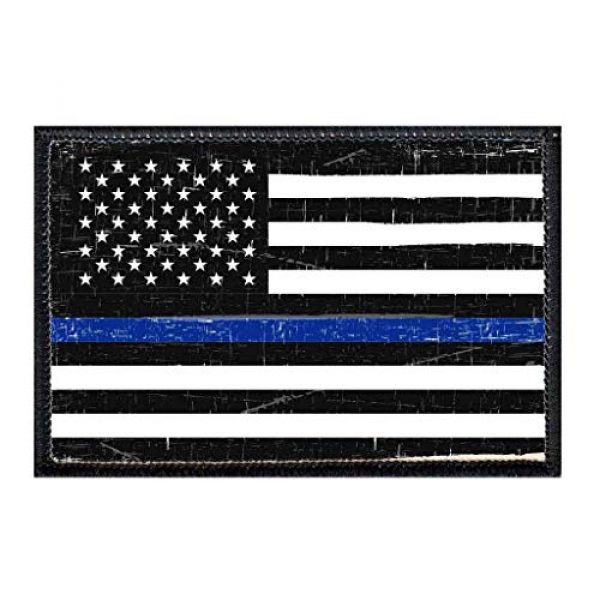 P PULLPATCH Airsoft Morale Patch 1 Thin Blue Line | B&W Distressed Morale Patch | Hook and Loop Attach for Hats, Jeans, Vest, Coat | 2x3 in | by Pull Patch