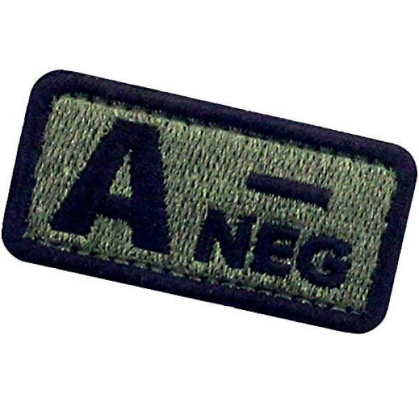 EmbTao Airsoft Morale Patch 4 EmbTao Type A Negative Tactical Blood Type Patch Embroidered Morale Applique Fastener Hook & Loop Emblem - Green & Black - 2"x1"