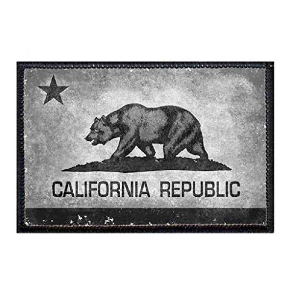 P PULLPATCH Airsoft Morale Patch 1 California State Flag - B&W - Distressed Morale Patch | Velcro Attach for Hats, Jeans, Vest, Coat | 2x3 in | by Pull Patch