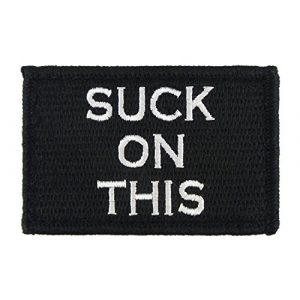 Morale Tags Airsoft Morale Patch 1 Suck on This Hook and Loop Fully Embroidered Morale Tags Patch (Black and White)