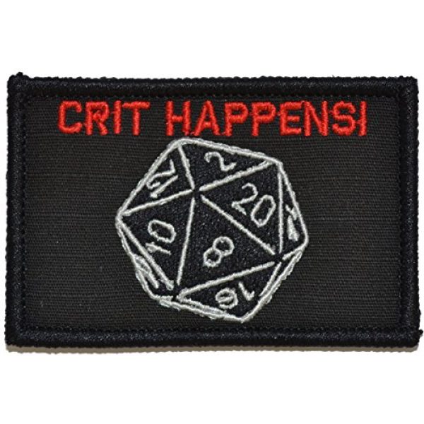 Tactical Gear Junkie Airsoft Morale Patch 1 Crit Happens, Tabletop Game Dice Patch 2x3 Patch - Multiple Color Options (Black with Red)