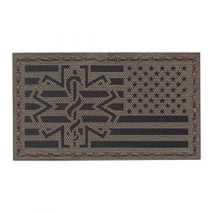 Tactical Freaky Airsoft Morale Patch 1 IR Ranger Green USA American Reversed Flag EMS Star of Life Right Arm Medic Paramedic 2x3.5 Tactical Morale Touch Fastener Patch