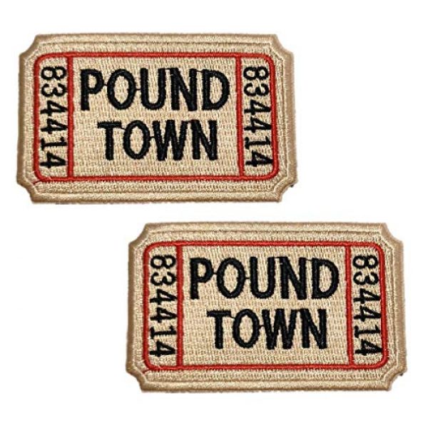 PatchClub Airsoft Morale Patch 2 2 pcs Ticket to Pound Town Patch - Iron On/Sew On - Fully Embroidered, Beige Color - Funny Morale, Tactical, Military Patch - Perfect for Your Tactical Military Army Gear, Backpack, Cap, Vest