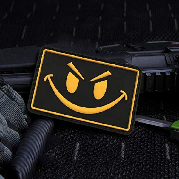 MORTHOME Airsoft Morale Patch 6 MORTHOME Original Smiley Face Embroidered/PVC Rubber Morale Hook Loop Backing Patch (Yellow, PVC)